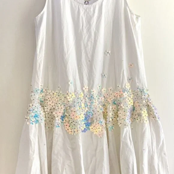 Suno White Sun Dress with Sequins - Picture 2 of 15